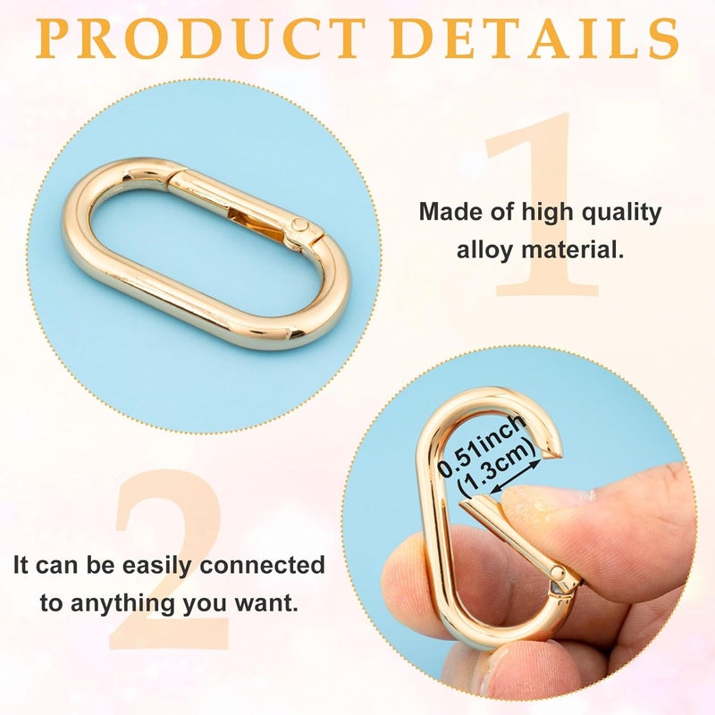 STSTR 3pcs Oval Spring Ring Clips, Metal Keyring Purse Clip, Heavy Duty Opening O Ring Carabiner for Keychains,Backpacks, Keys - Image 3